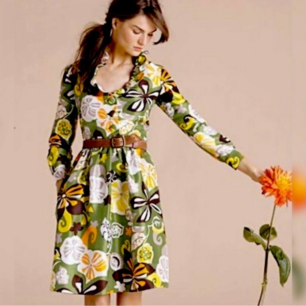 J. Crew Collection Dress in Silk Bahia Retro Floral Print Size 12